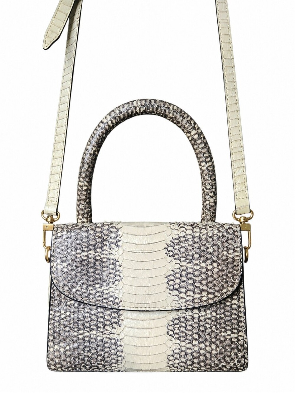 BY FAR | Mini Python-Effect Leather Top Handle Crossbody Bag